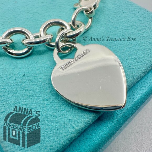 Tiffany & Co. 925 Silver Engraved "Jessica" Heart Tag Charm 7.75" Bracelet (pch) - Picture 5 of 6